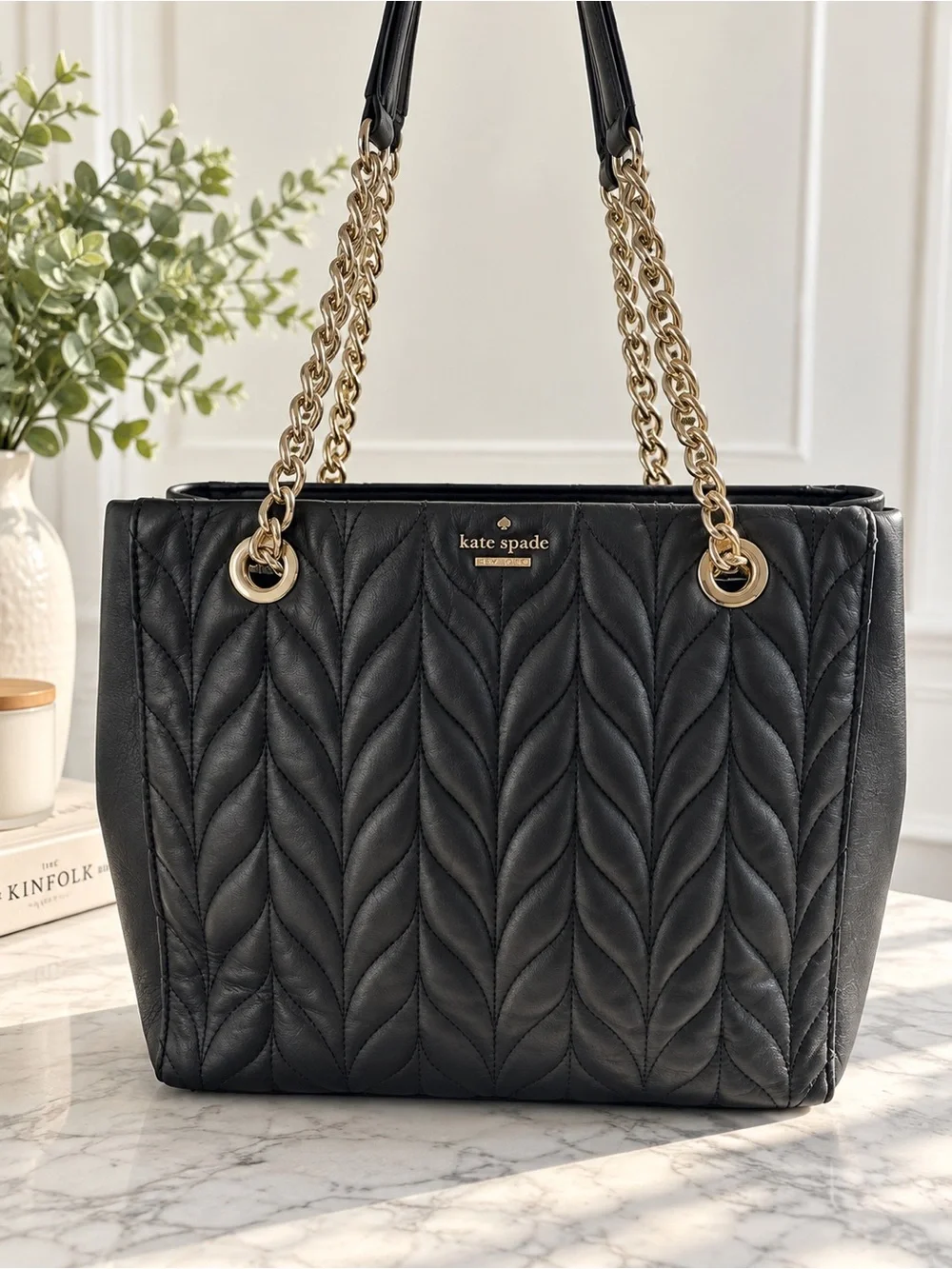 Kate Spade Briar Lane Quilted Willis Tote Bag in Black (Style Number: WKRU5763